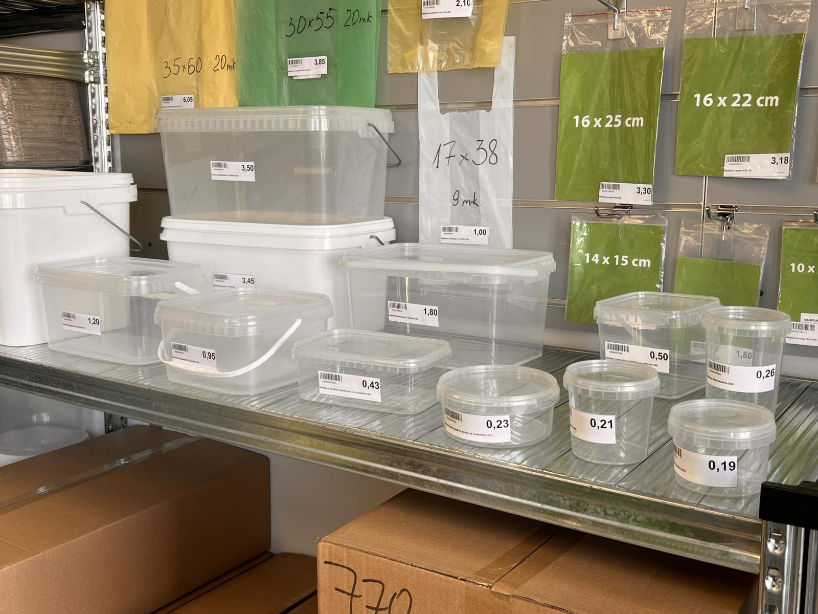 Pakavimo prekių pasirinkimas